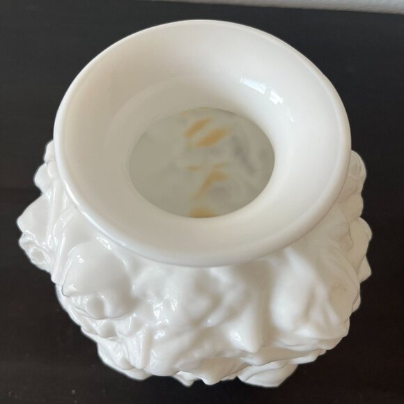 Vintage Milk Glass Vase With Embossed Rose Design // Imperial Glass // 6" Tall - Picture 4 of 5